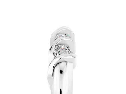 White gold Round Moissanite Eternity Band with Twist Prong Setting_24