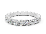 14K White Gold Round Moissanite Eternity Band with U-Prong Setting