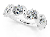 White gold Round Moissanite Half Eternity Band with Wave Prong Setting_7