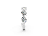 White gold Round Moissanite Half Eternity Band with Wave Prong Setting_8