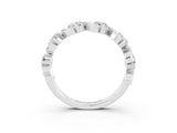 White gold Round Moissanite Half Eternity Band with Wave Prong Setting_9