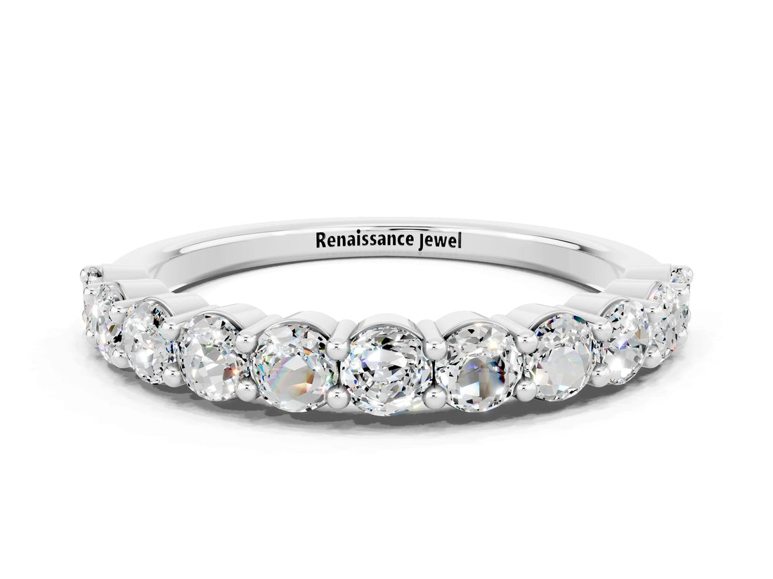 White gold Round Moissanite Half-Eternity Prong-Set Band_6