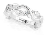 White gold Round Moissanite Leaf Eternity Band with Bezel Setting_13