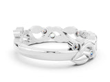 White gold Round Moissanite Leaf Eternity Band with Bezel Setting_42