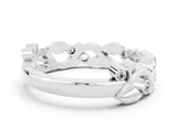 White gold Round Moissanite Leaf Eternity Band with Bezel Setting_78