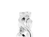 White gold Round Moissanite Leaf Eternity Band with Bezel Setting_83