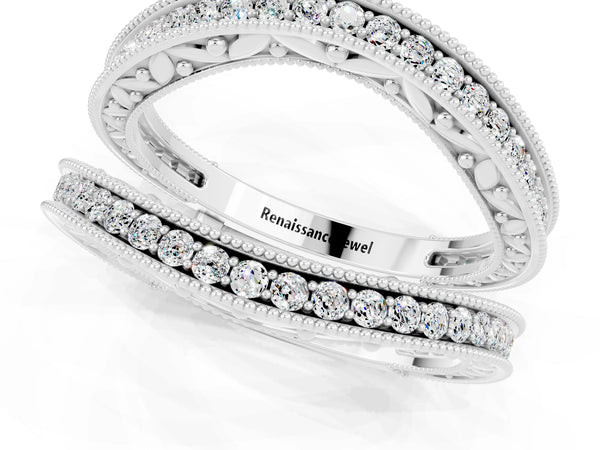 Platinum Round Moissanite Milgrain Eternity Band with Channel Setting