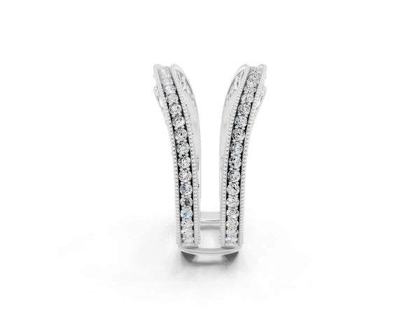 Platinum Round Moissanite Milgrain Eternity Band with Channel Setting