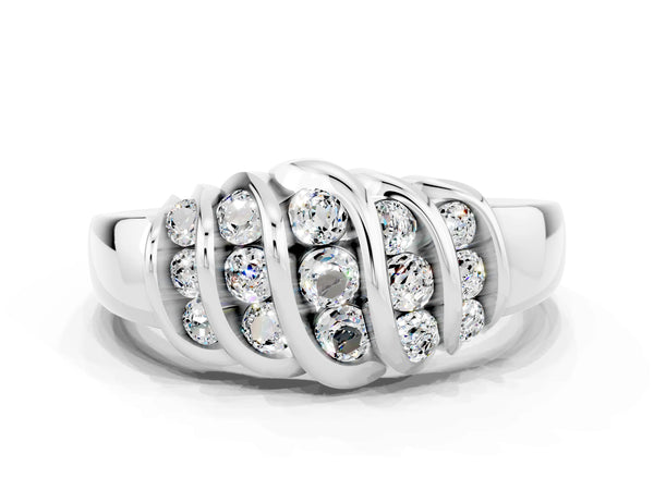 White gold Round Moissanite Multi-Row Crossover Band