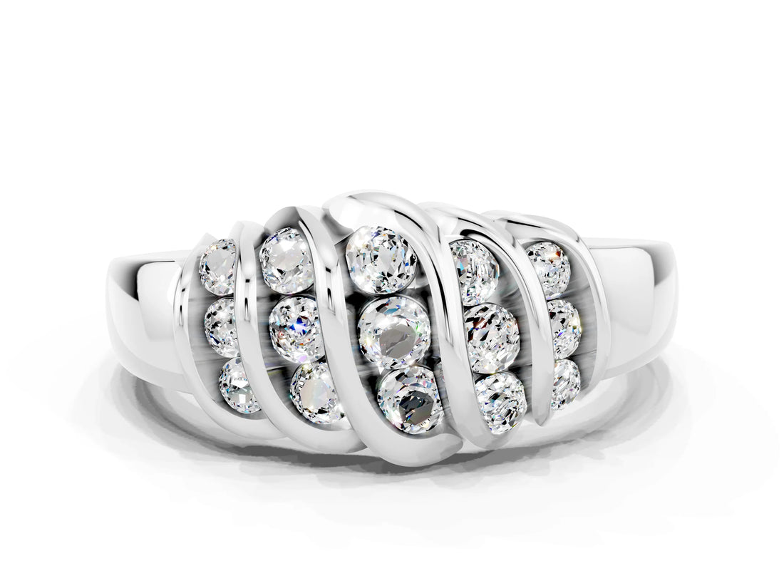 White gold Round Moissanite Multi-Row Crossover Band_6