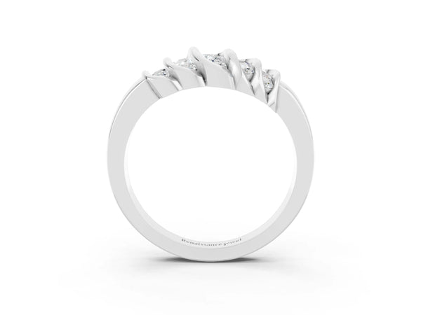 Platinum Round Moissanite Multi-Row Crossover Band