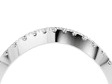 White gold Round Moissanite Pavé Curved Band with Shared Prong Setting_10