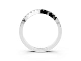 White gold Round Moissanite Pavé Curved Band with Shared Prong Setting_9