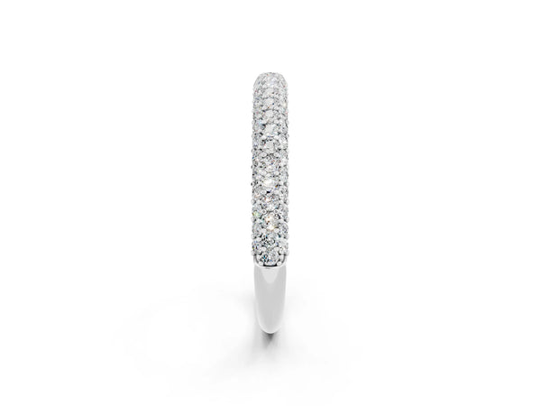 Platinum Round Moissanite Pavé Eternity Band with Shared Prong Setting