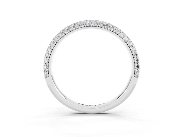 Platinum Round Moissanite Pavé Eternity Band with Shared Prong Setting