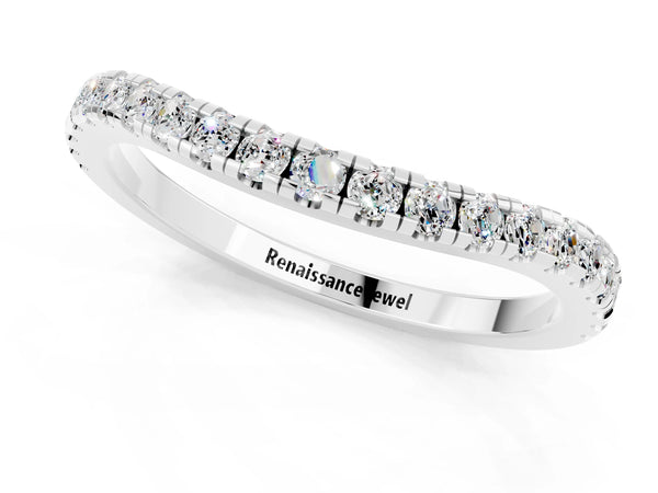 Platinum Round Moissanite Pavé Half Eternity Band with Shared Prong Setting