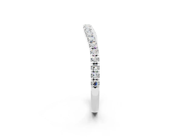 Platinum Round Moissanite Pavé Half Eternity Band with Shared Prong Setting