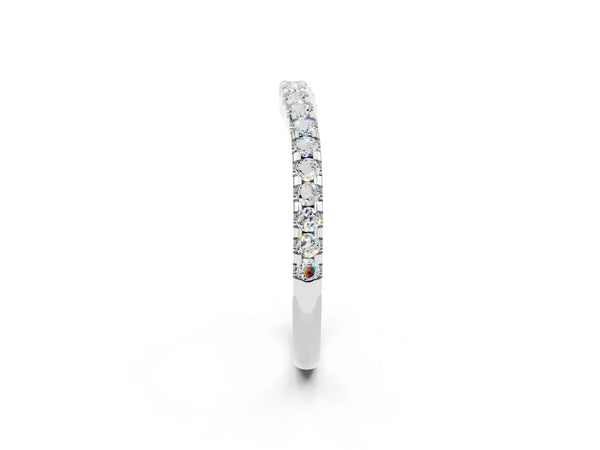 Sterling Silver Round Moissanite Slim Pave Curved Half Eternity Wedding Band