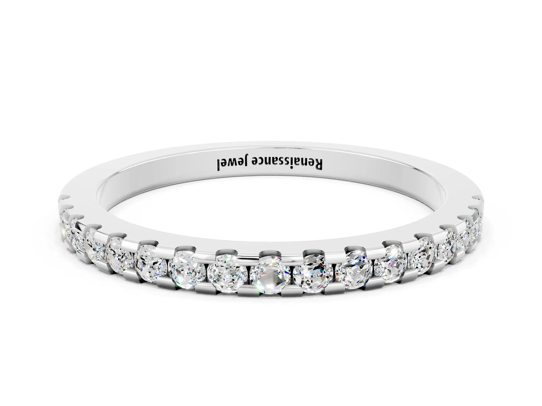 White gold Round Moissanite Pavé Set Eternity Band with Micro Prong Setting_6