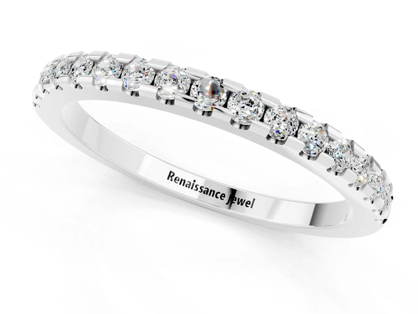 Sterling Silver Round Moissanite Micro Prong Pave Half Eternity Wedding Band