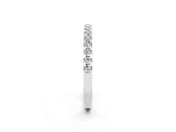 Platinum Round Moissanite Micro Prong Pave Half Eternity Wedding Band