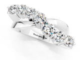 White gold Round Moissanite Prong-Set Crossover Band_7