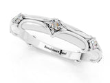 White gold Round Moissanite Prong Set Milgrain Eternity Band_19