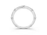 White gold Round Moissanite Prong Set Milgrain Eternity Band_21