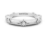 White gold Round Moissanite Prong Set Milgrain Eternity Band_6