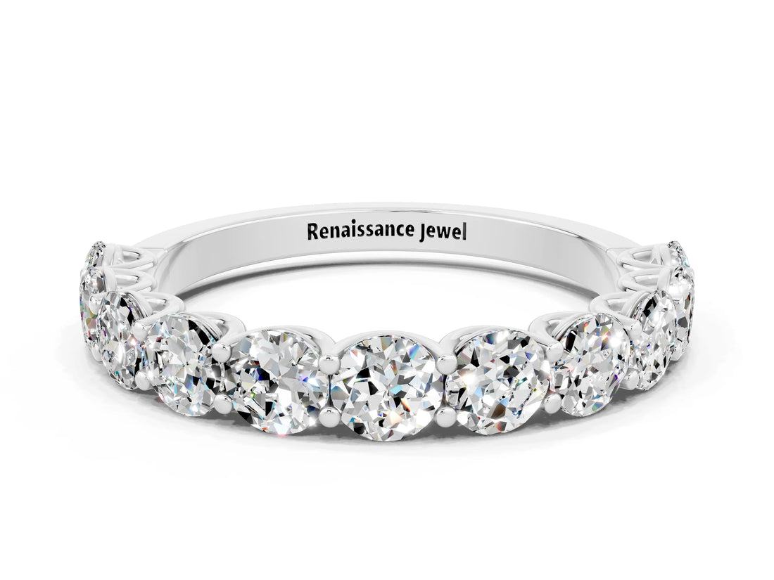 White gold Round Moissanite Shared Prong Eternity Band_6