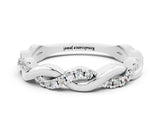 White gold Round Moissanite Twist Eternity Band with Pavé Setting_6