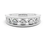 White gold Round Moissanite Twist Milgrain Band with Bezel Setting