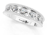 White gold Round Moissanite Twist Milgrain Band with Bezel Setting_13