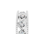 White gold Round Moissanite Twist Milgrain Band with Bezel Setting_17
