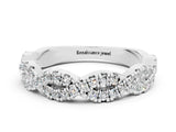 White gold Round Moissanite Twisted Eternity Band with Pavé and Shared Prong Setting_30