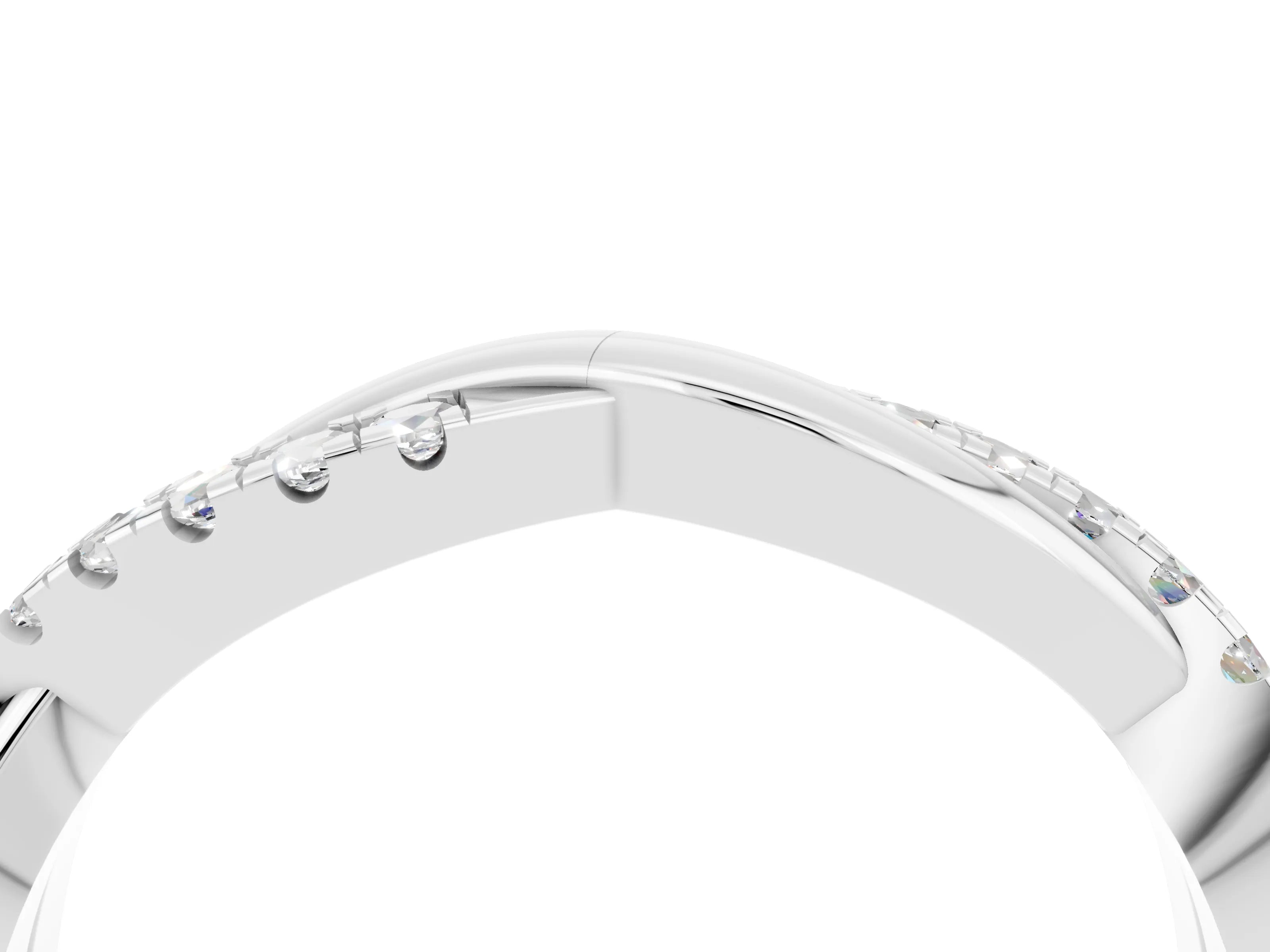 White gold Round Moissanite Twisted Infinity Band with Prong Setting_10
