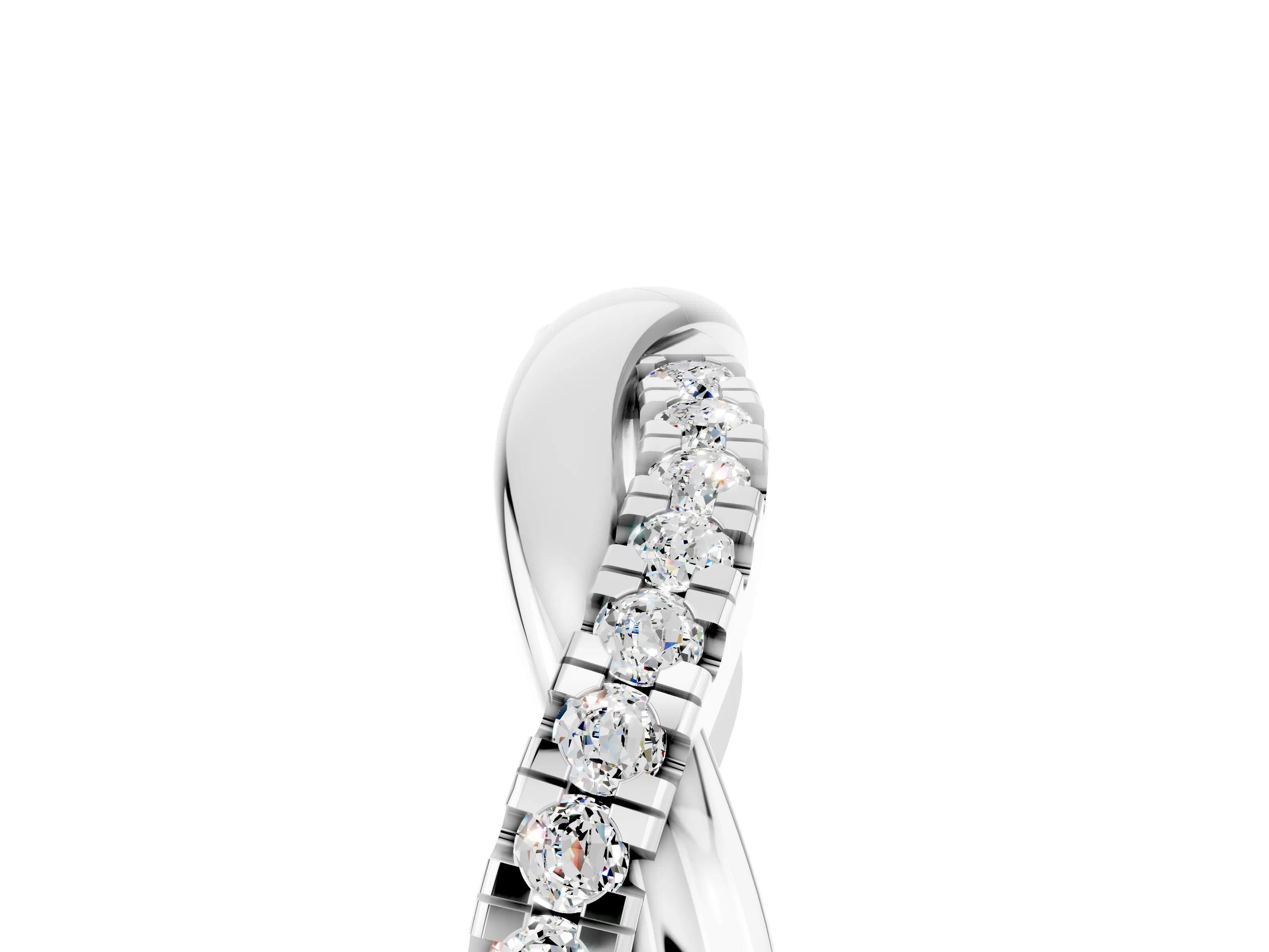 White gold Round Moissanite Twisted Infinity Band with Prong Setting_11