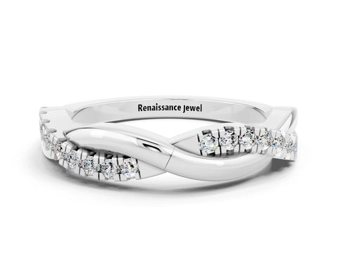 White gold Round Moissanite Twisted Infinity Band with Prong Setting_6