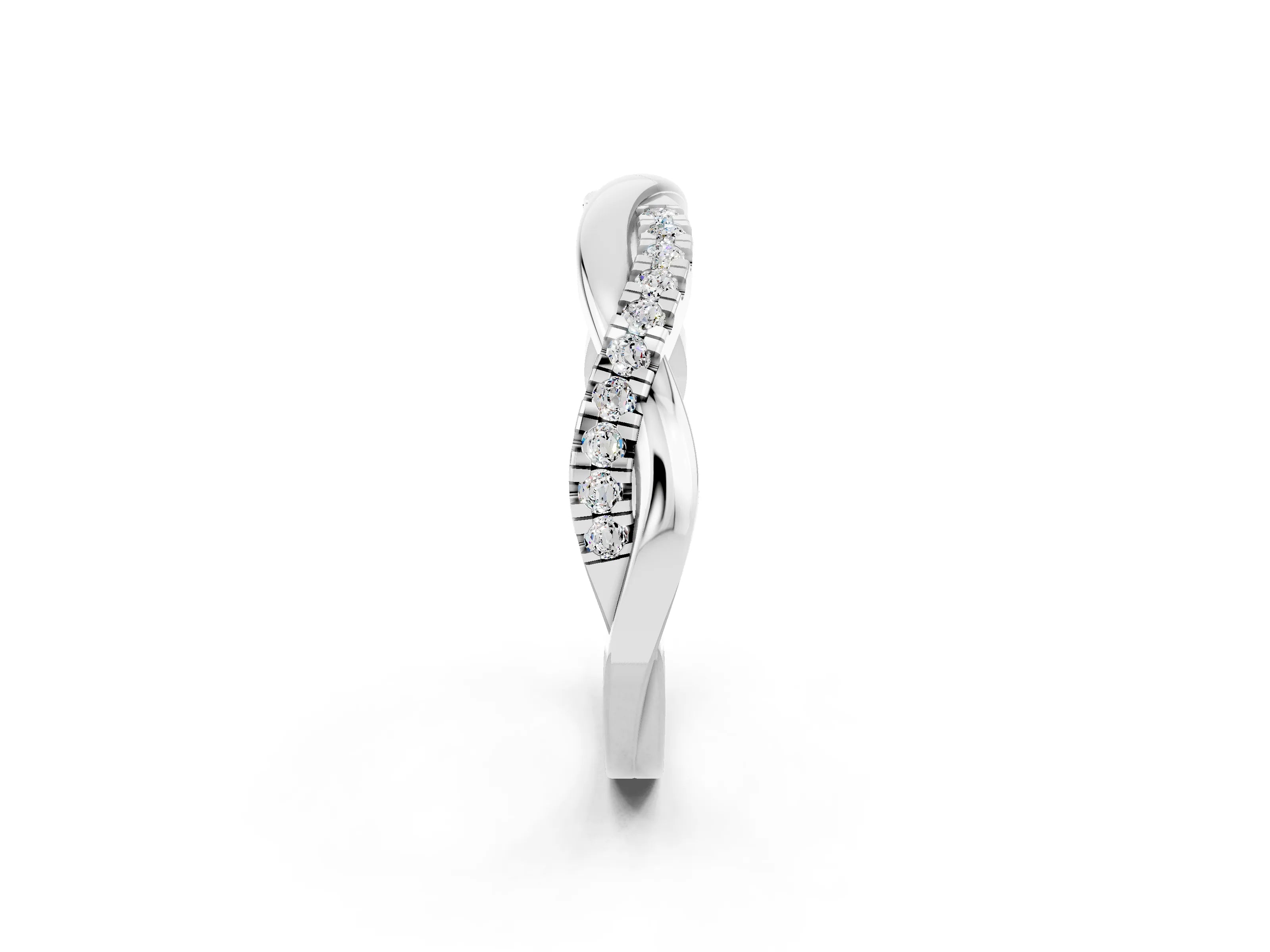 White gold Round Moissanite Twisted Infinity Band with Prong Setting_8