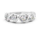White gold Round Moissanite Wave Band with Channel Setting and Shared Prongs_6