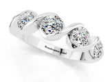 White gold Round Moissanite Wave Band with Channel Setting and Shared Prongs_7