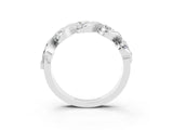 White gold Round Moissanite Wave Band with Channel Setting and Shared Prongs_9