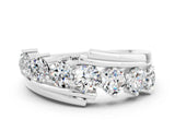 White gold Round Moissanite Wave Band with Channel and Shared Prong Setting_18