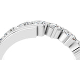 White gold Round Moissanite Wave Band with Channel and Shared Prong Setting_22