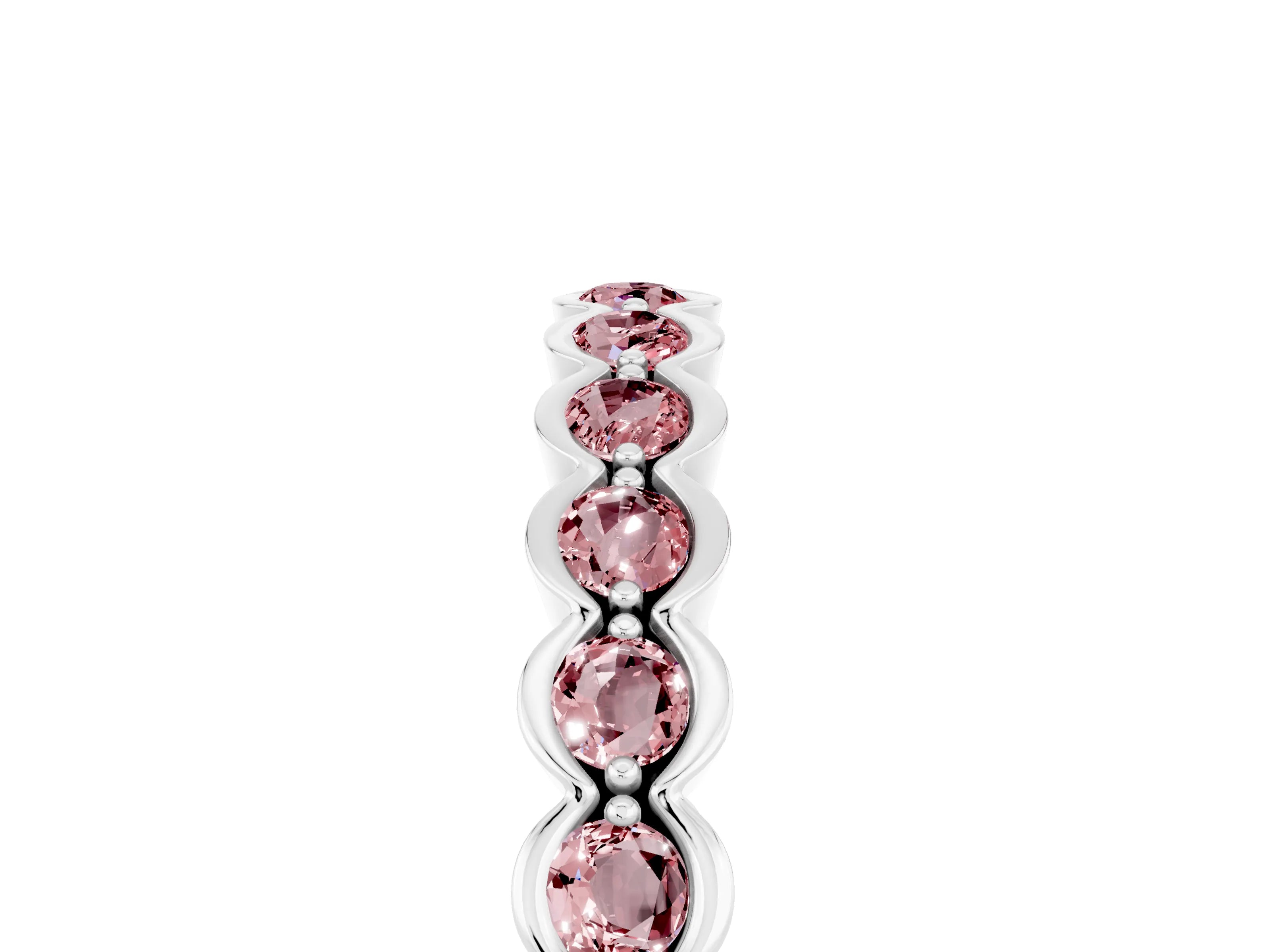 White gold Round Morganite Bezel Set Eternity Band_11