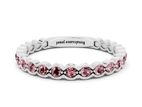 White gold Round Morganite Bezel Set Eternity Band_18