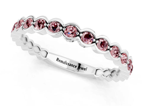 White gold Round Morganite Bezel Set Eternity Band_19
