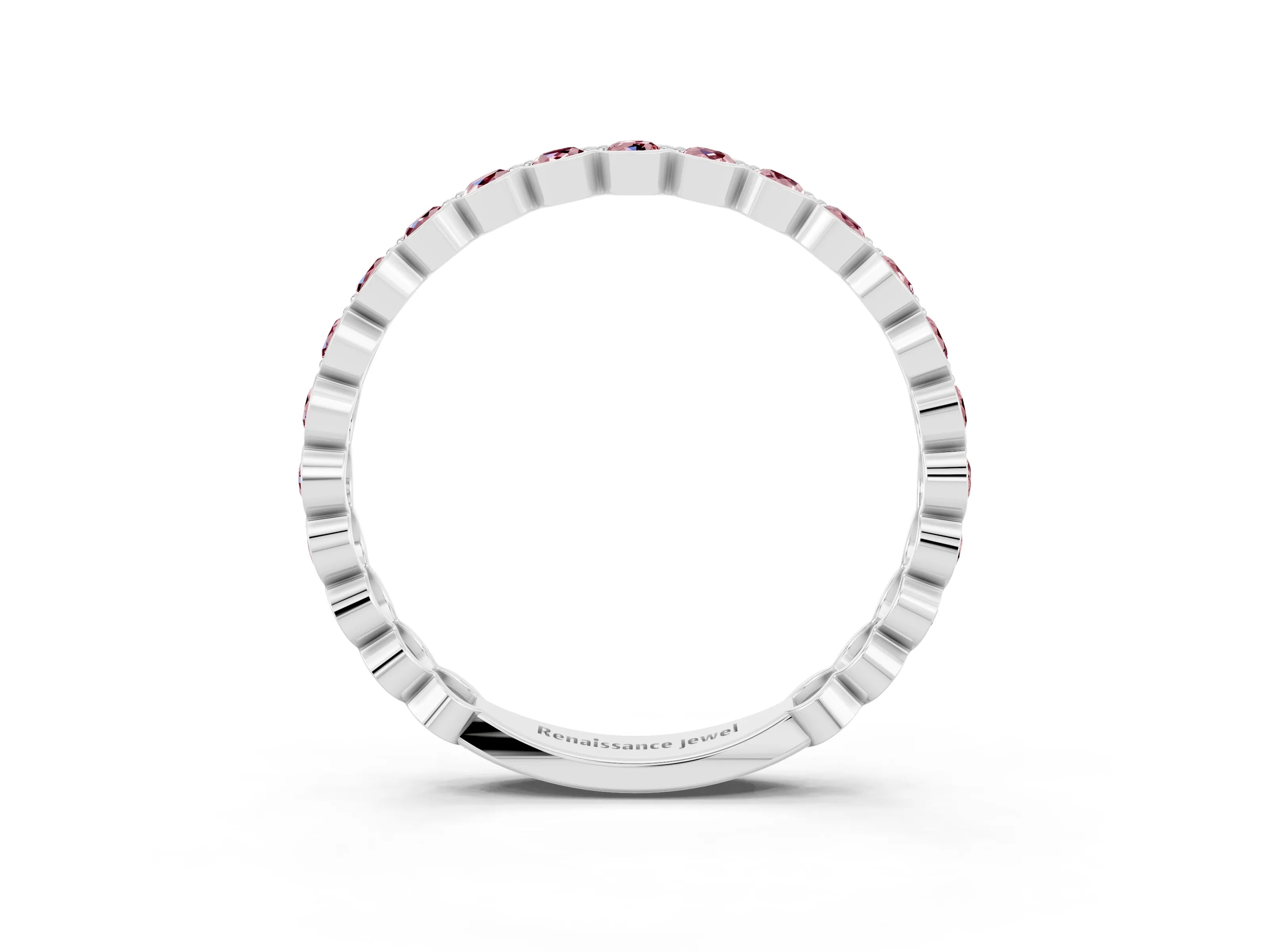 White gold Round Morganite Bezel Set Eternity Band_21