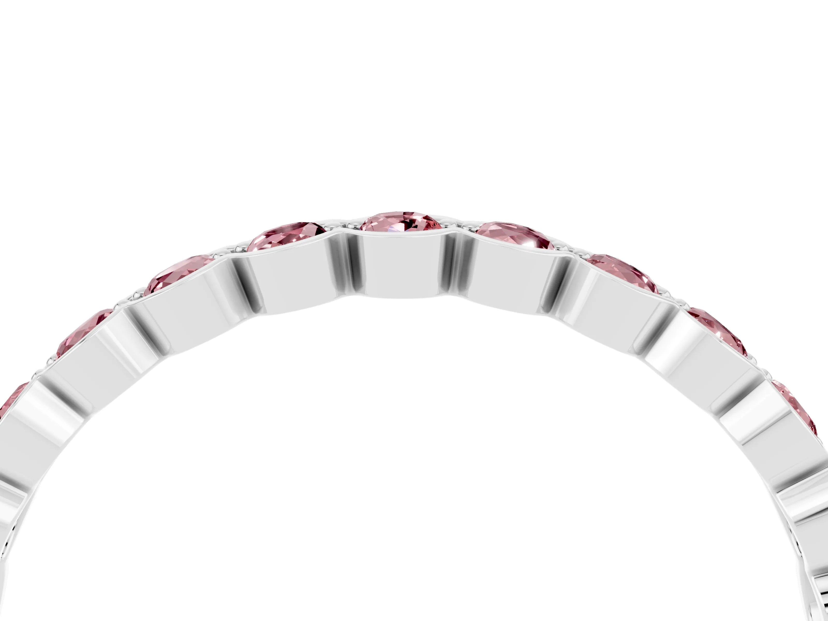 White gold Round Morganite Bezel Set Eternity Band_22