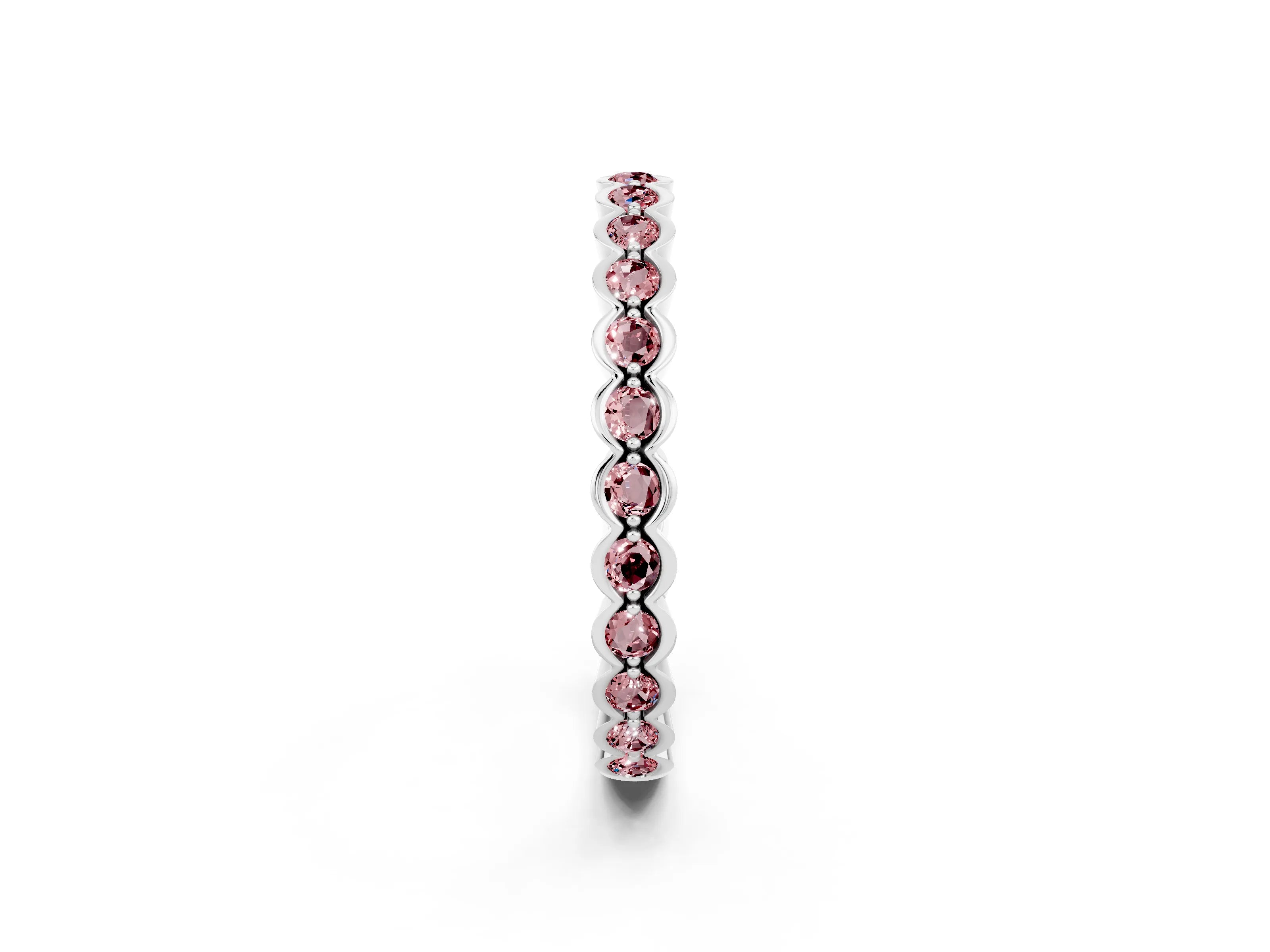 White gold Round Morganite Bezel Set Eternity Band_8
